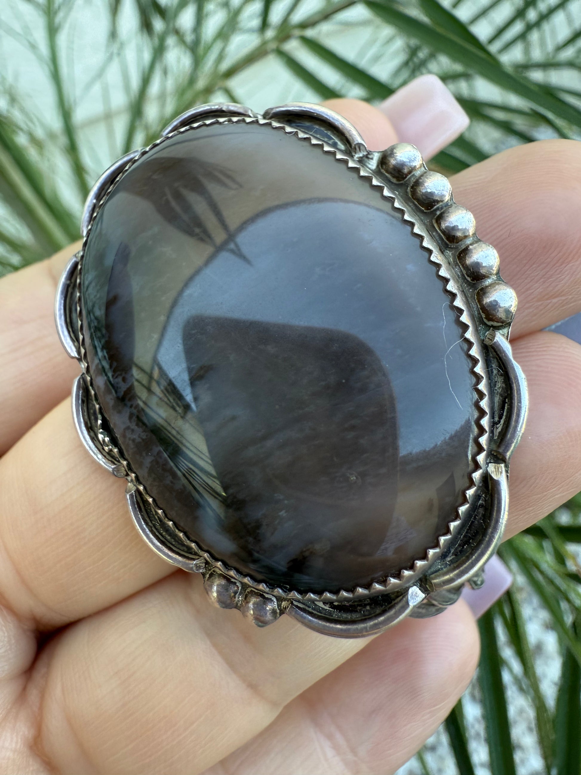 Navajo Sterling silver petrified wood bracelet