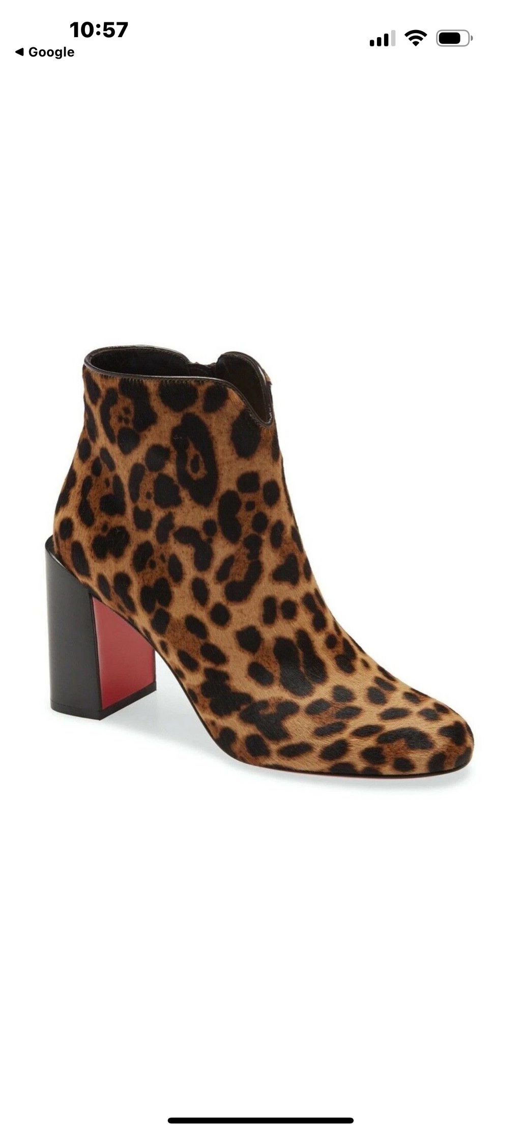 Christian Louboutin Castarika 85 Pony Leopard Black Ankle Block Heel Bootie 40