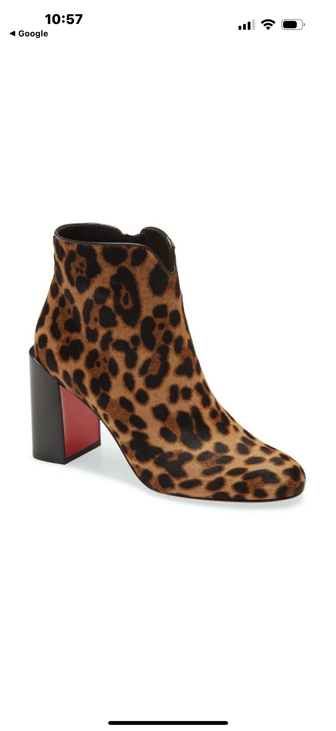 Christian Louboutin Castarika 85 Pony Leopard Black Ankle Block Heel Bootie 40