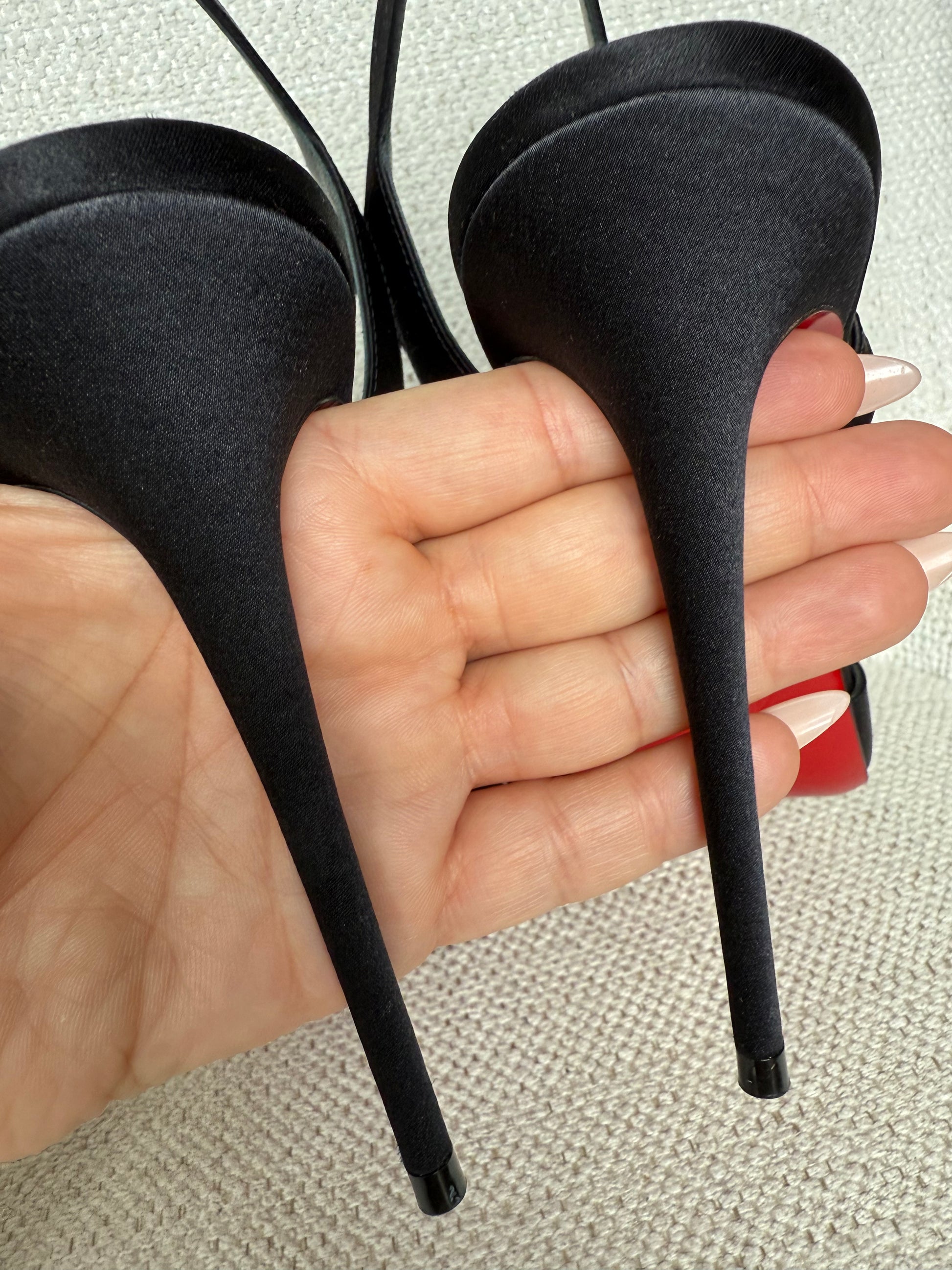 Christian Louboutin Goldina Rain 100 crystal-embellished satin pump in black