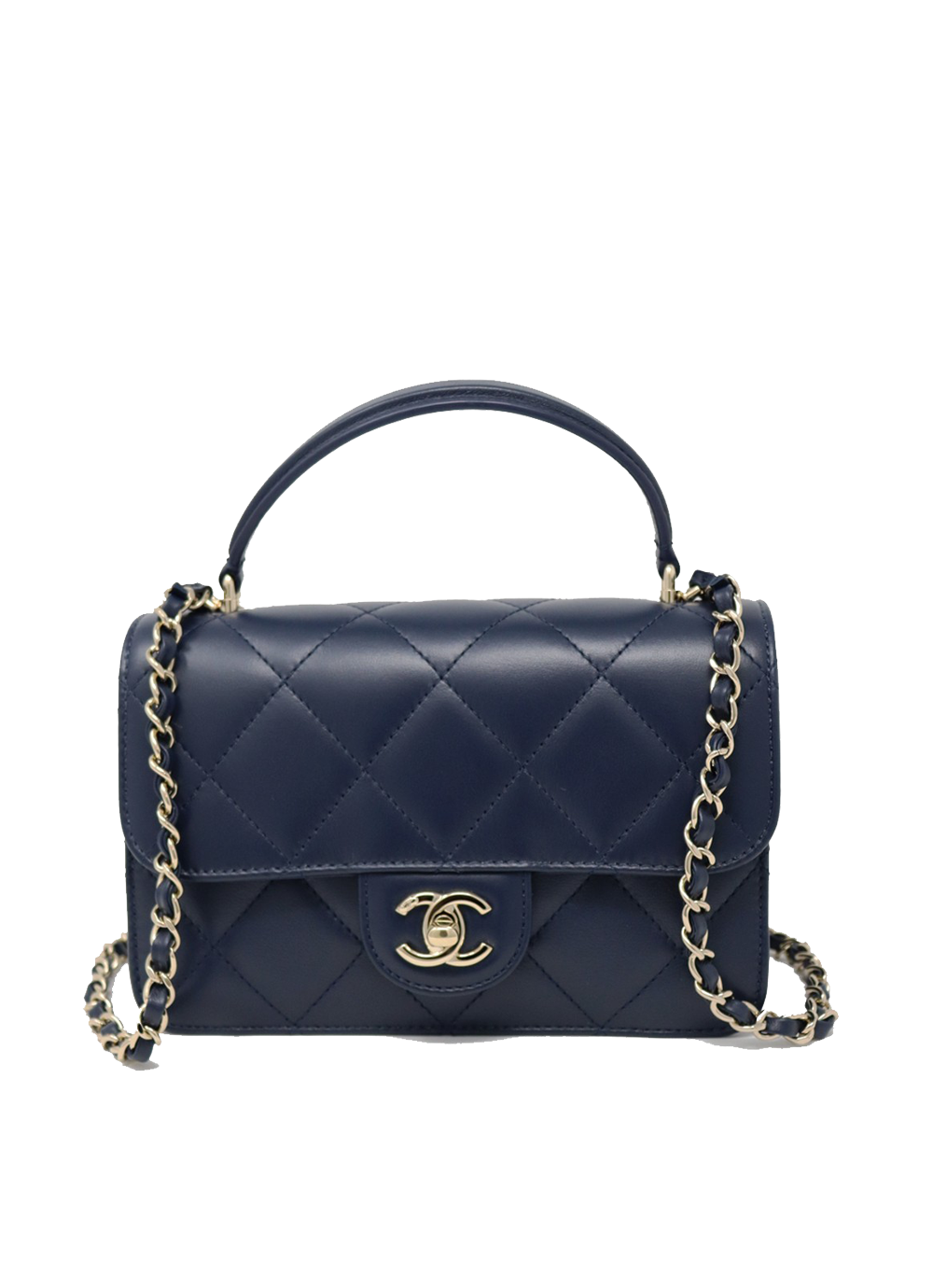 Chanel Lady Coco Flap Bag in navy blue calfskin leather