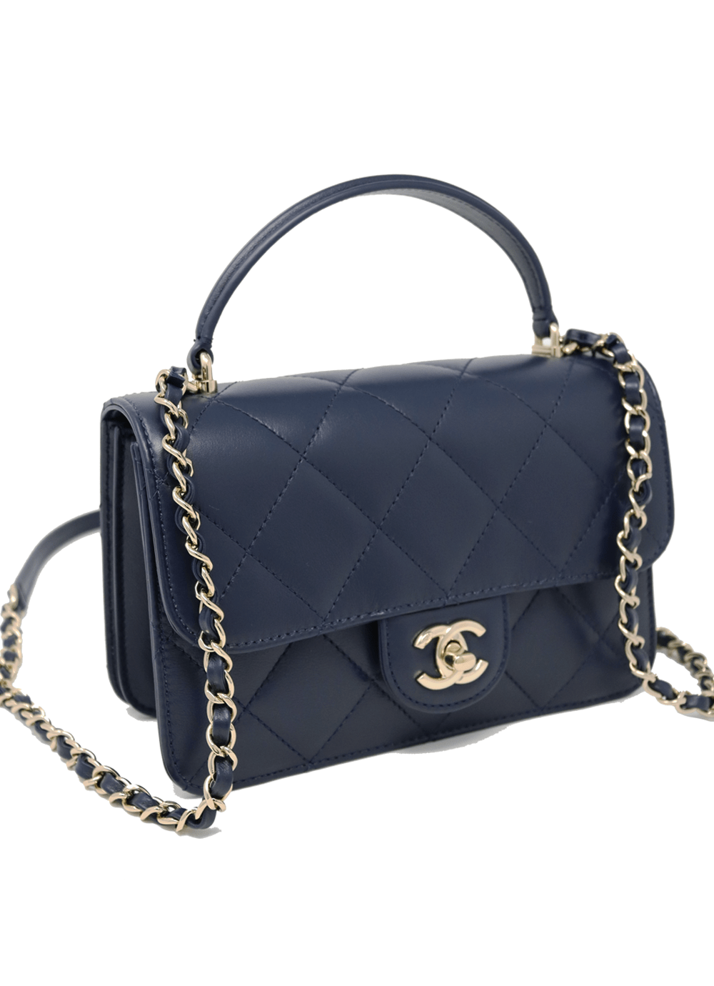 Chanel Lady Coco Flap Bag in navy blue calfskin leather