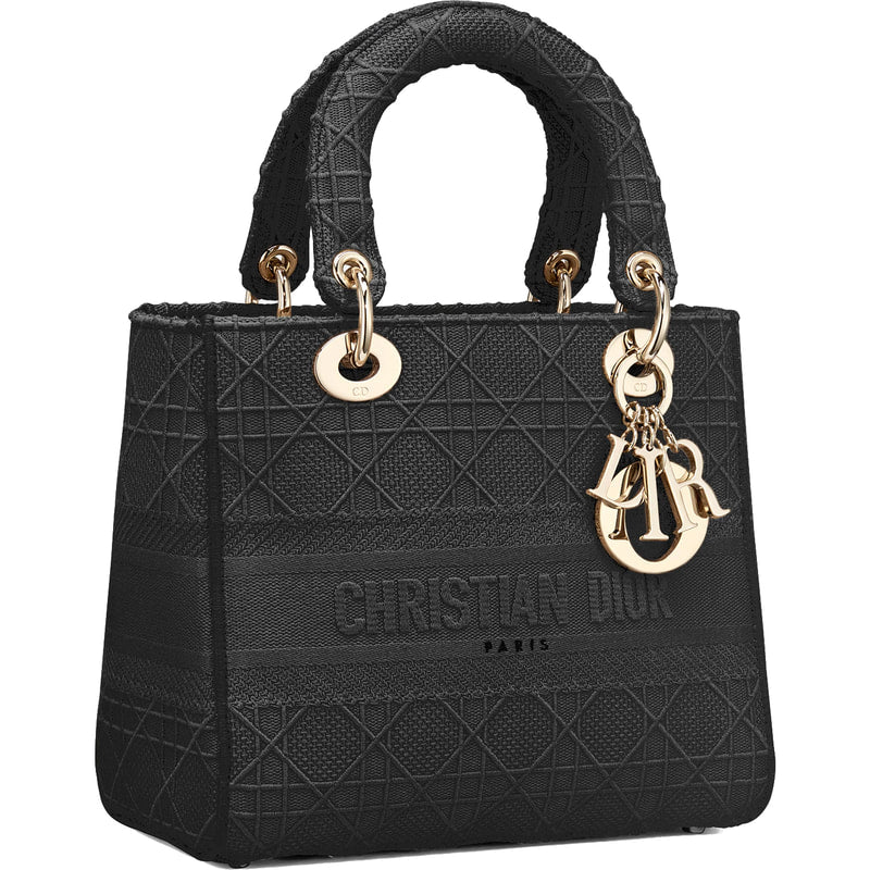Dior Medium 'Lady D-Lite' Bag in Black Cannage Embroidery