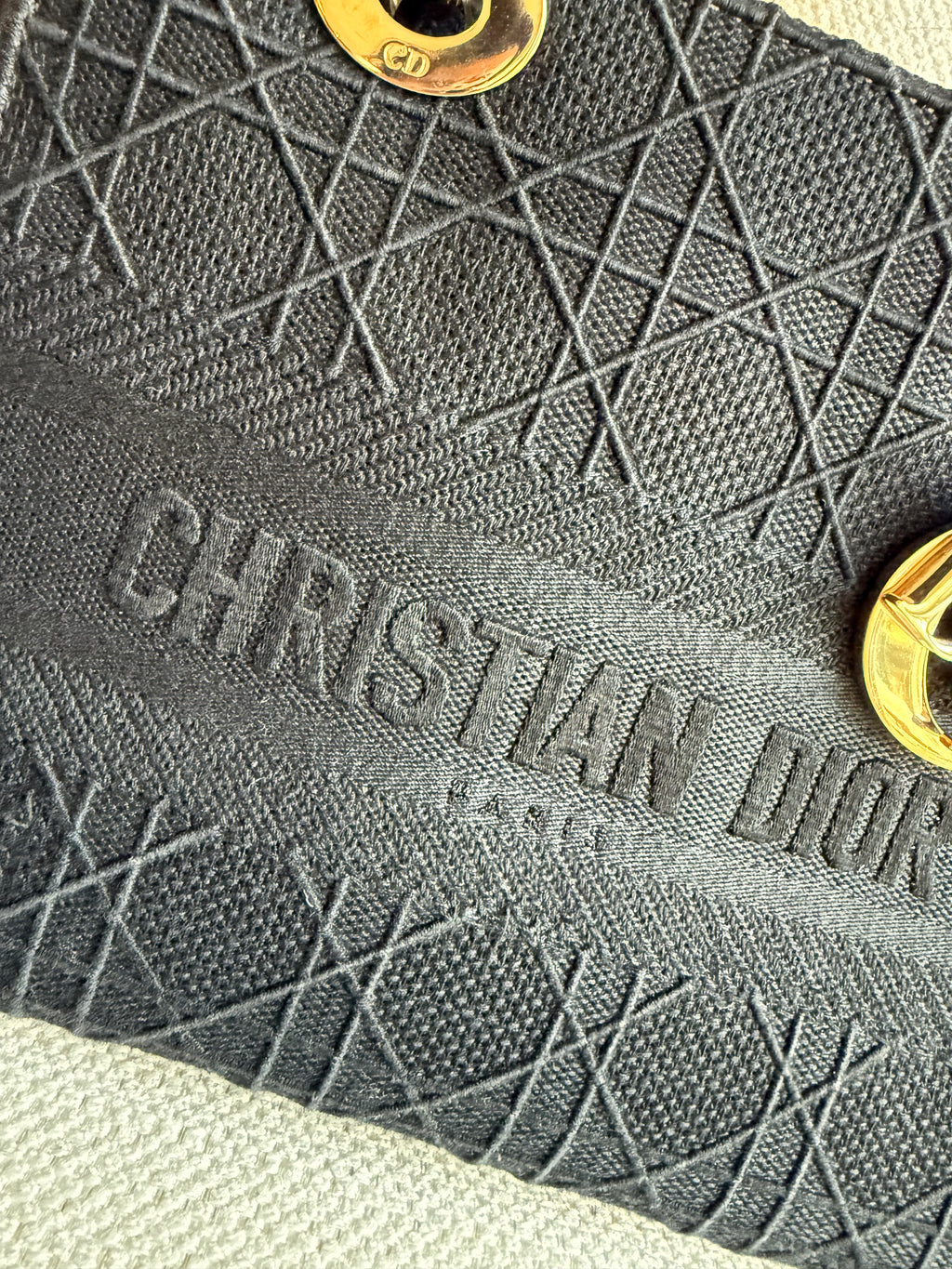 Dior Medium 'Lady D-Lite' Bag in Black Cannage Embroidery