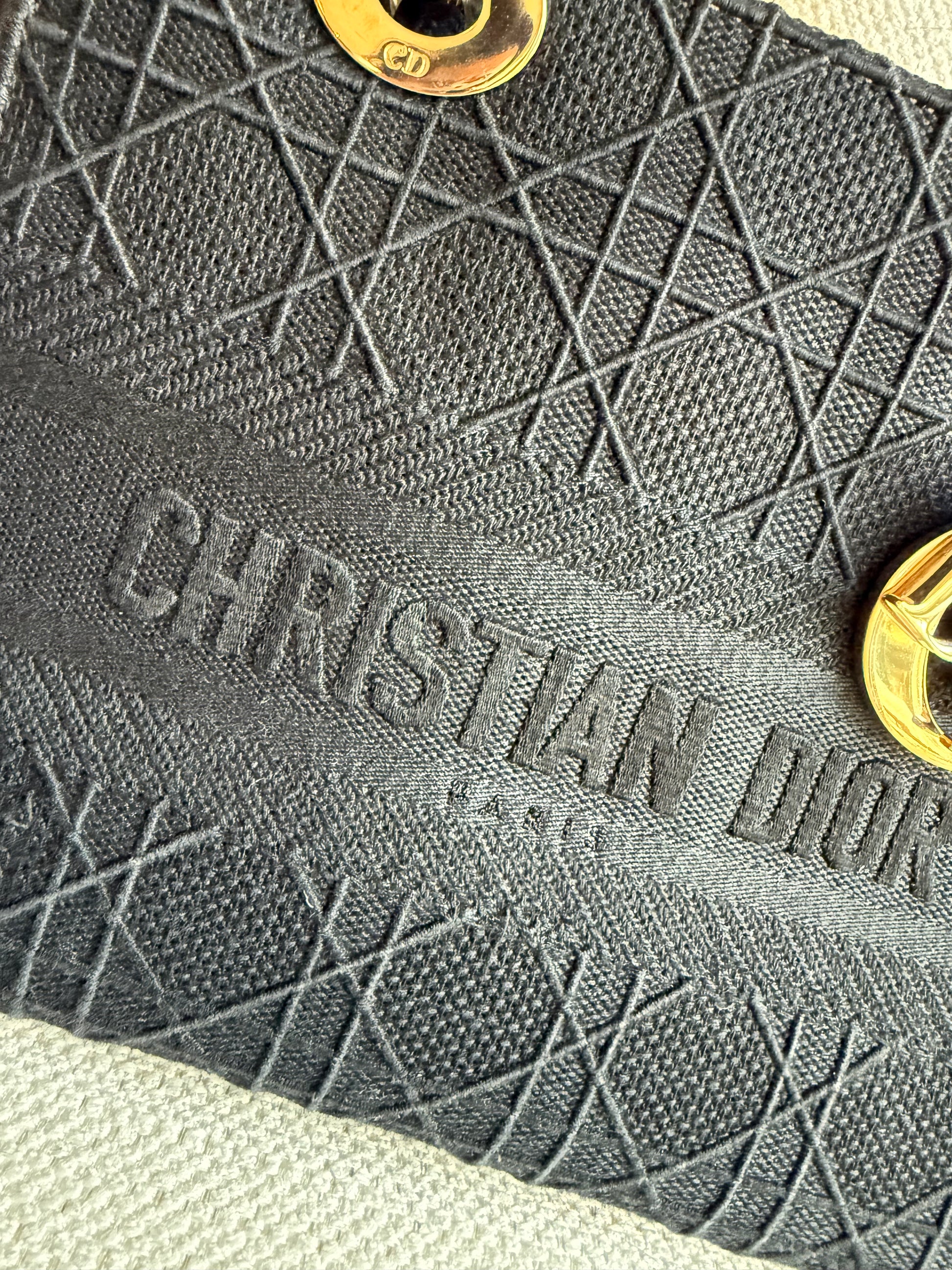 Dior Medium 'Lady D-Lite' Bag in Black Cannage Embroidery