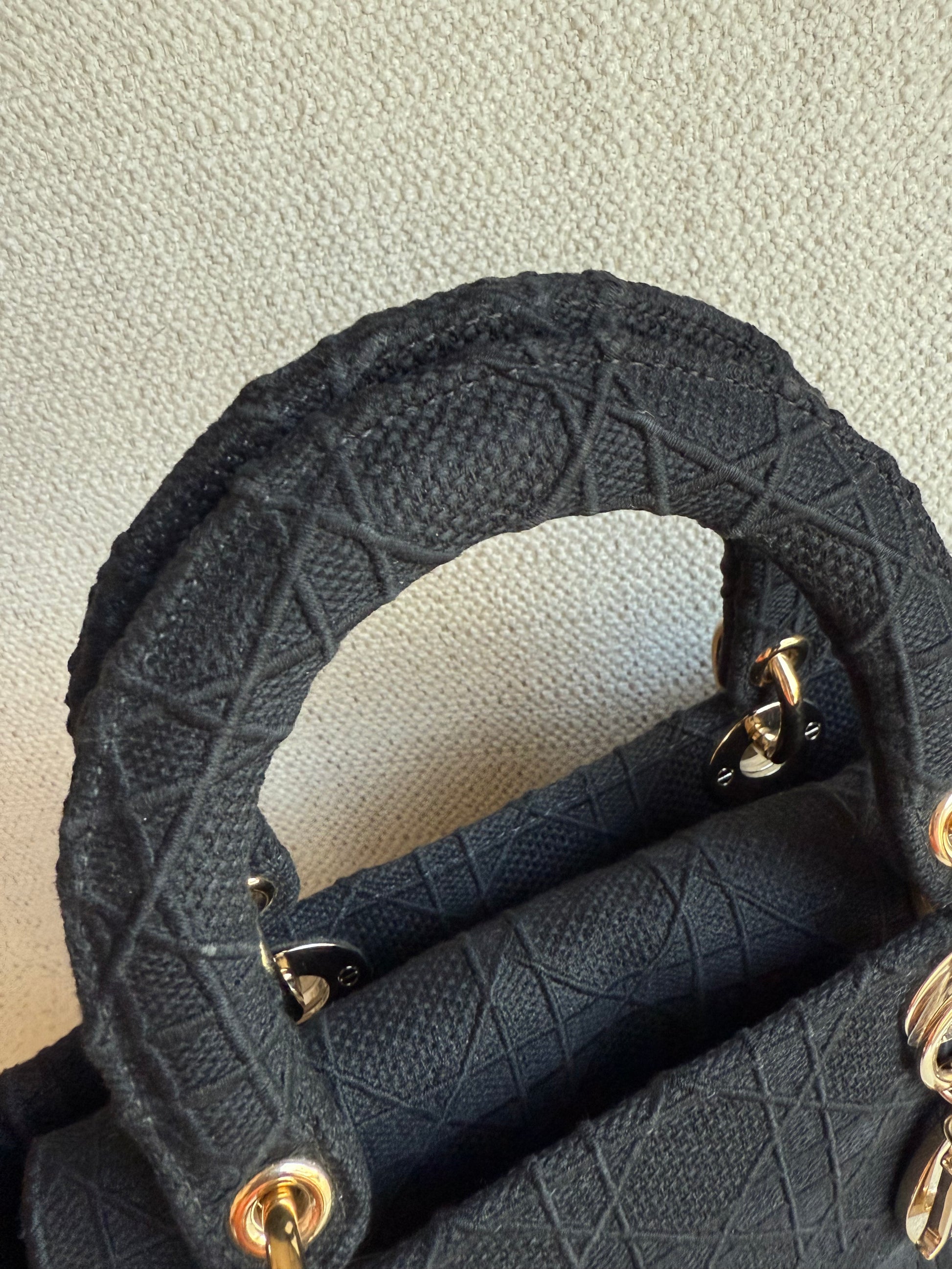 Dior Medium 'Lady D-Lite' Bag in Black Cannage Embroidery