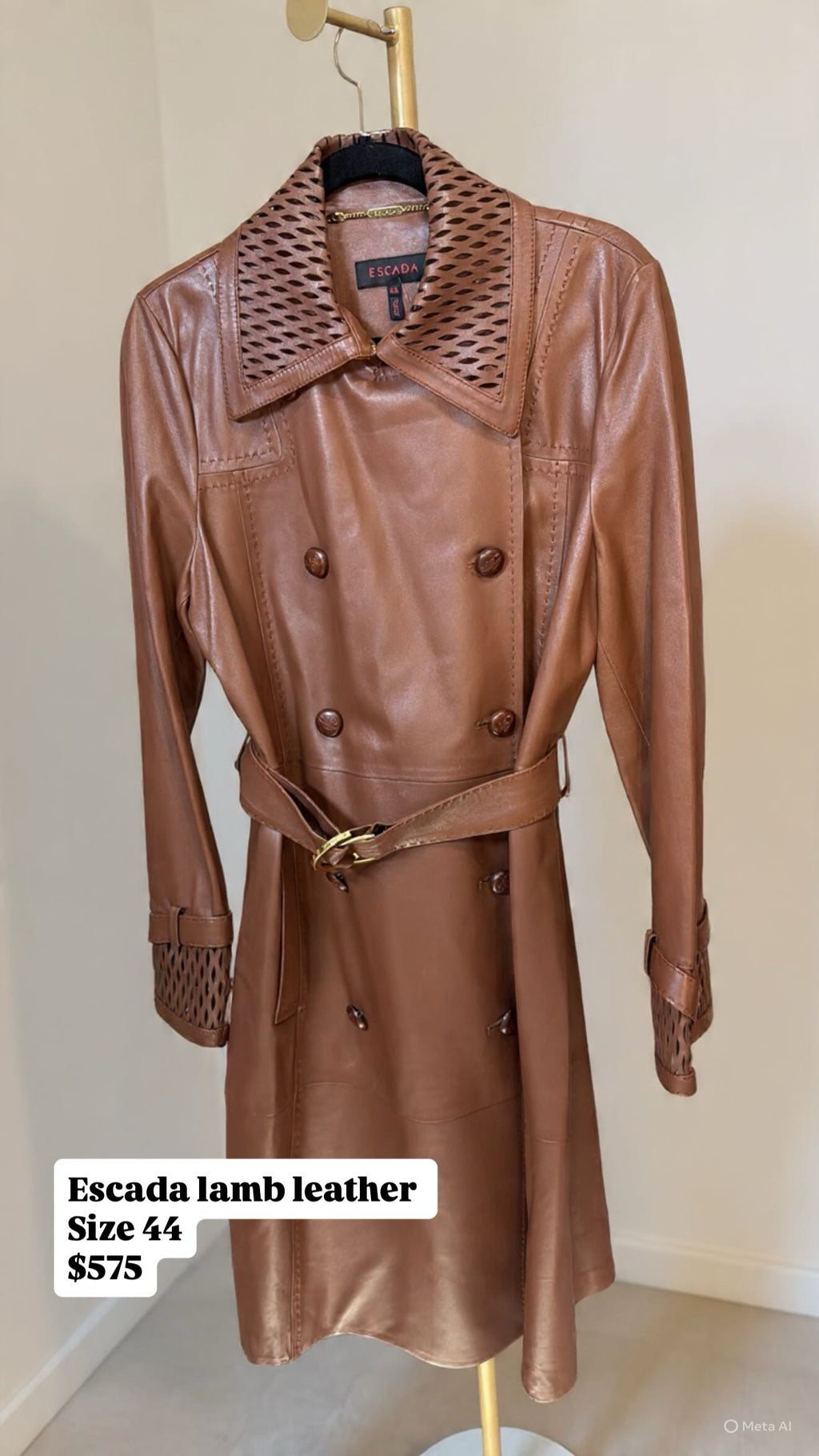 Escada lamb nappa trench jacket