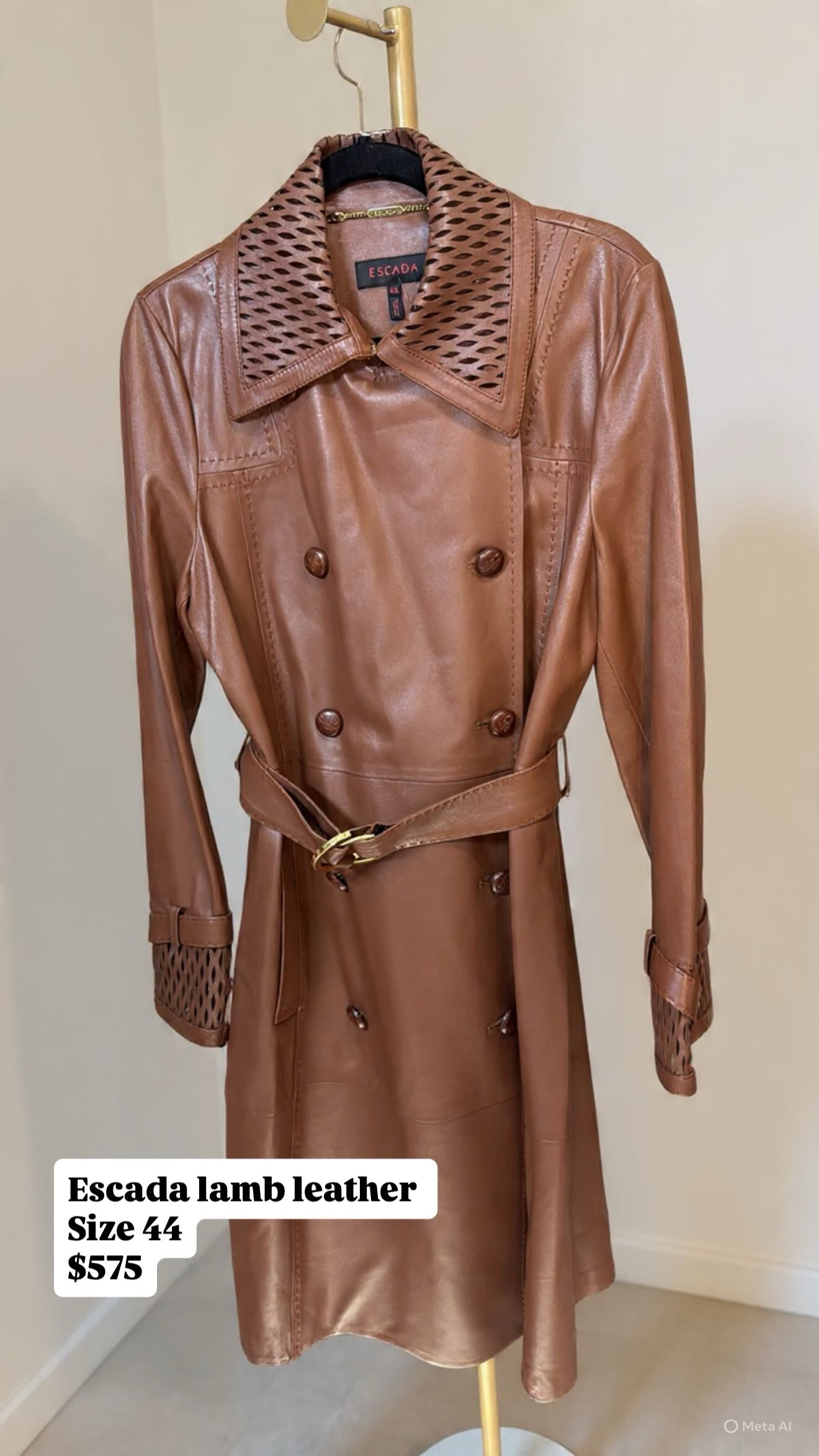 Escada lamb nappa trench jacket