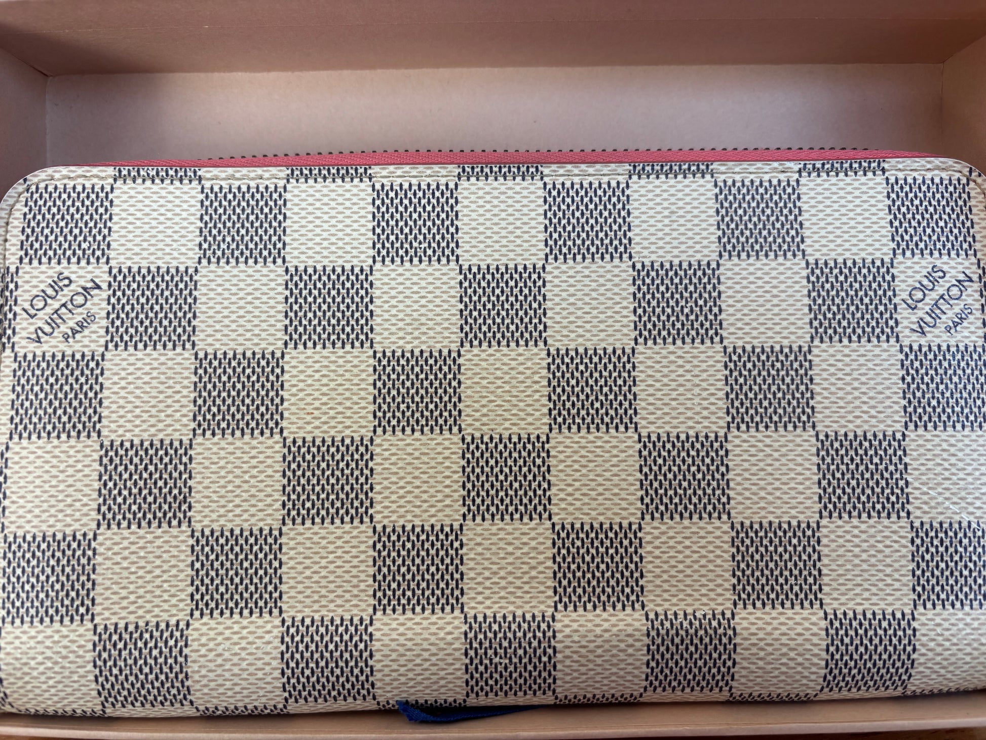 Louis Vuitton Zip Around Damier Azur Wallet White