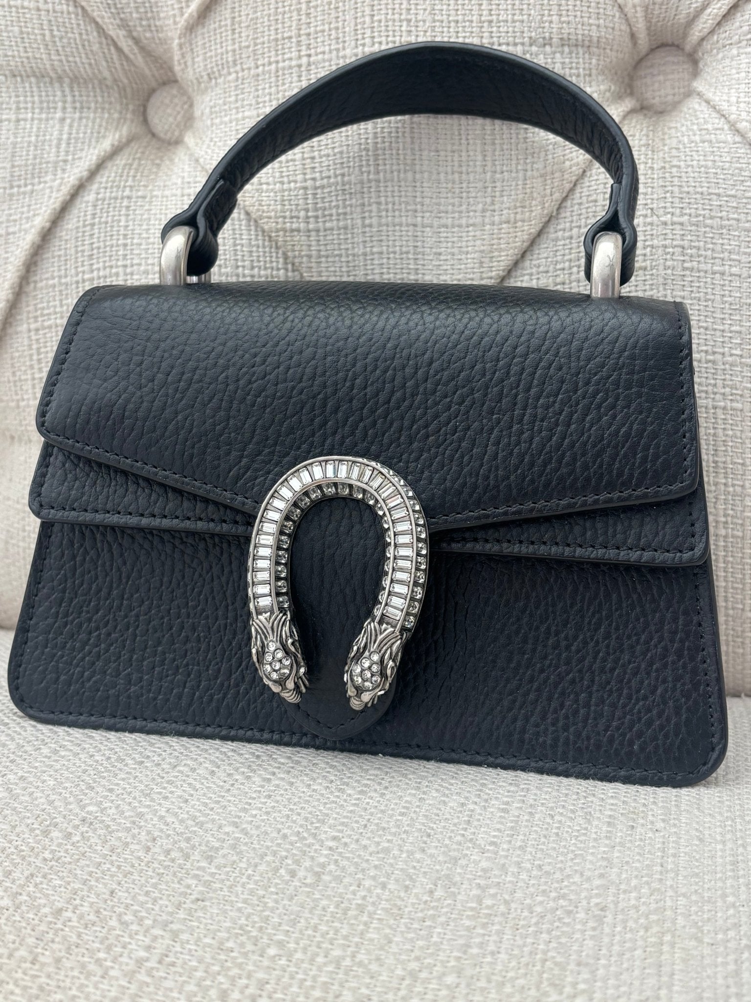 Dionysus Top Handle Bag Leather with Crystals Mini - NIDHALHAUS