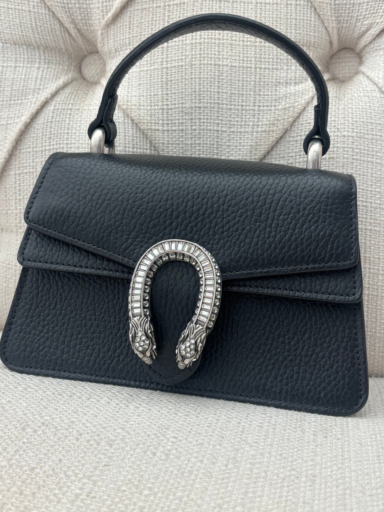 Dionysus Top Handle Bag Leather with Crystals Mini - NIDHALHAUS