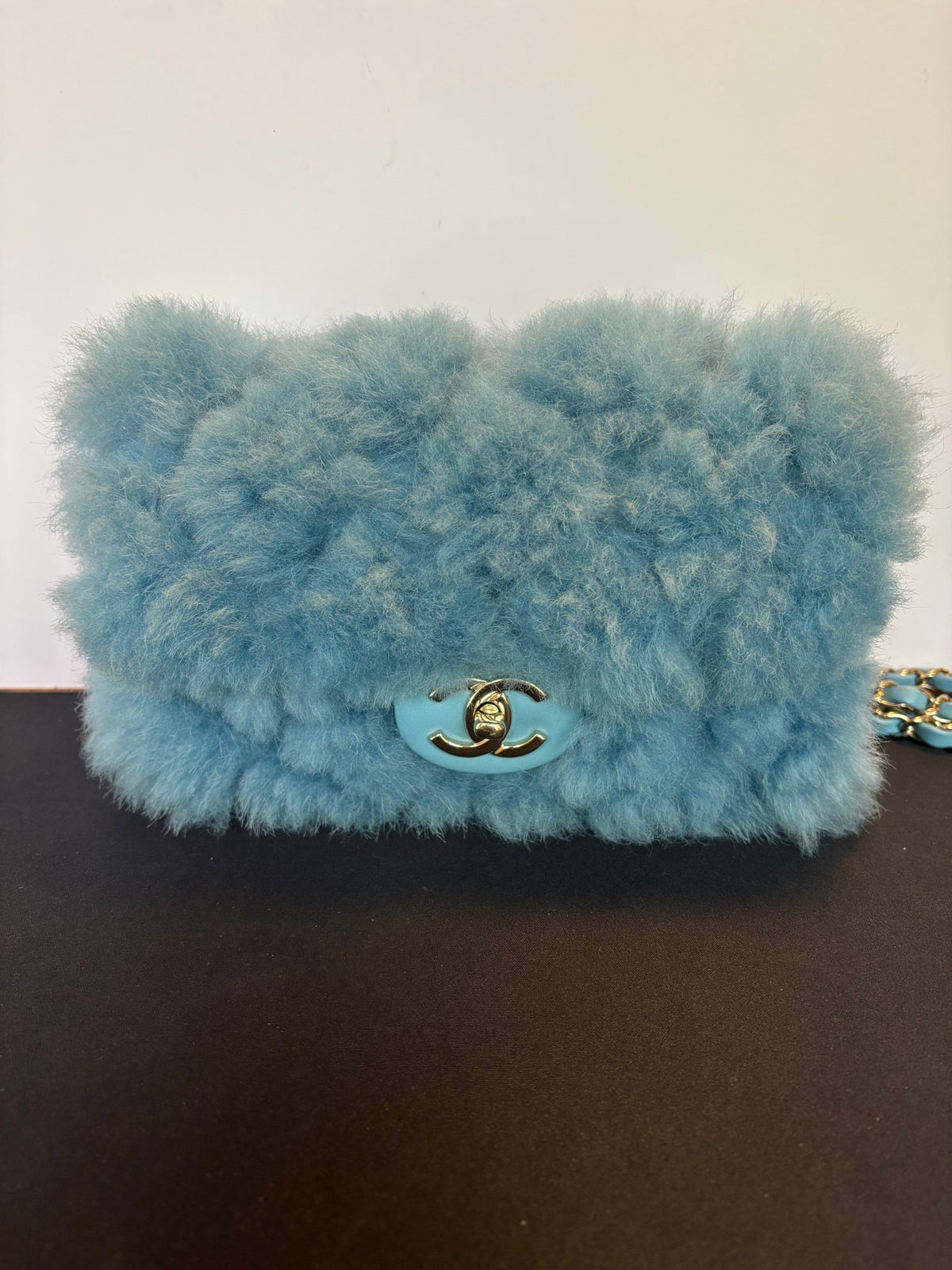 Chanel Blue Shearling Flap Bag - NIDHALHAUS