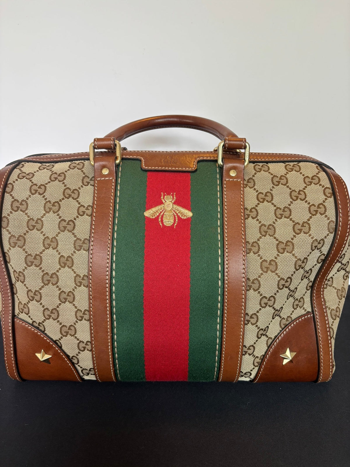 Gucci Bee Web Boston Duffle - NIDHALHAUS