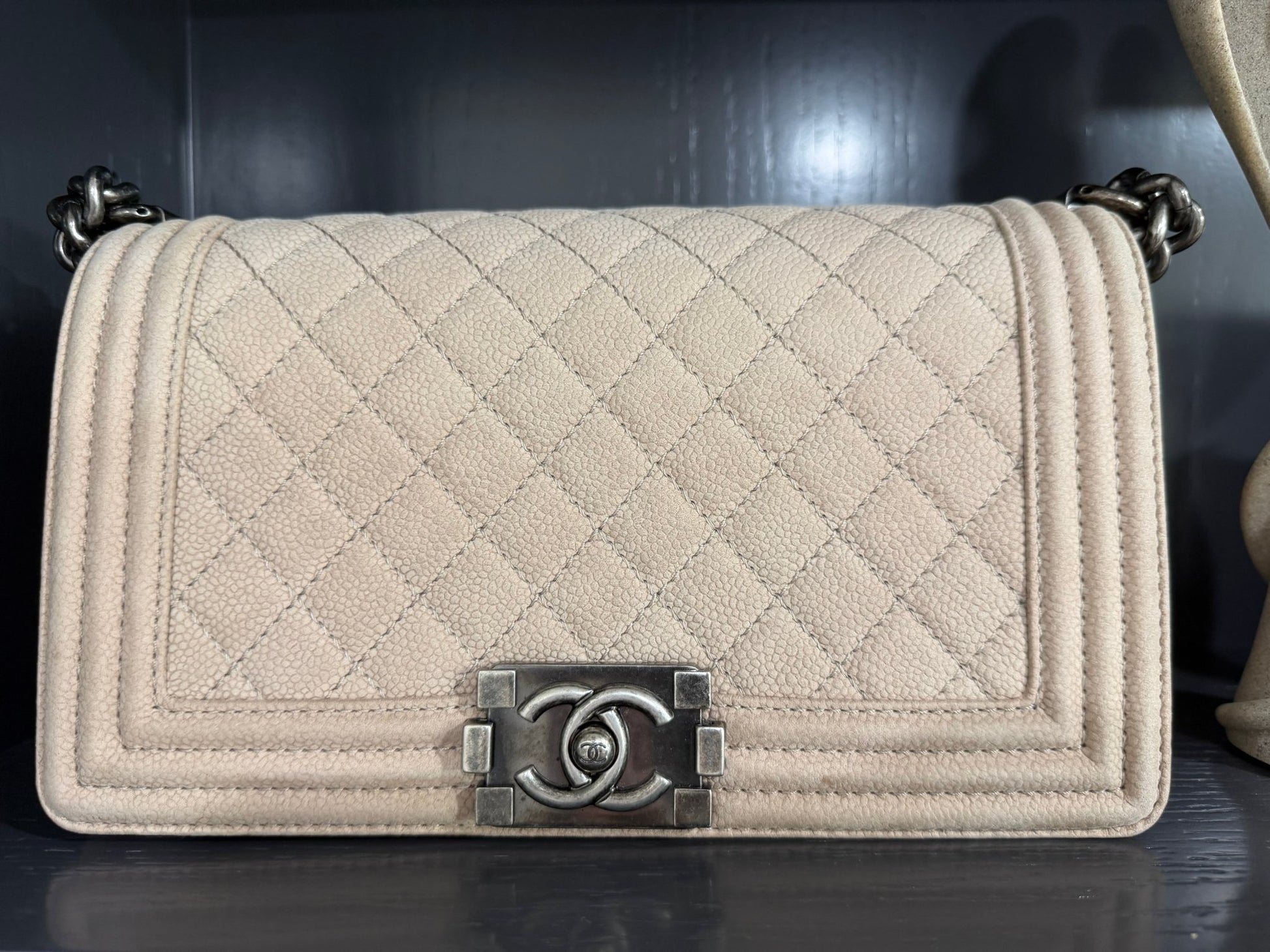 Chanel Medium Boy Bag Beige - NIDHALHAUS