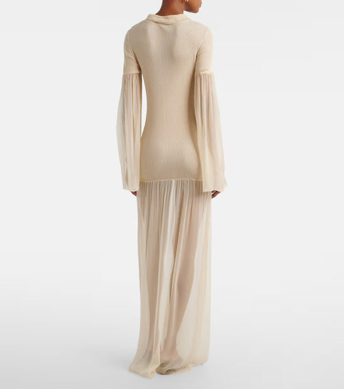Aya Muse Calla Cutout Ribbed Maxi Dress - Champagne
