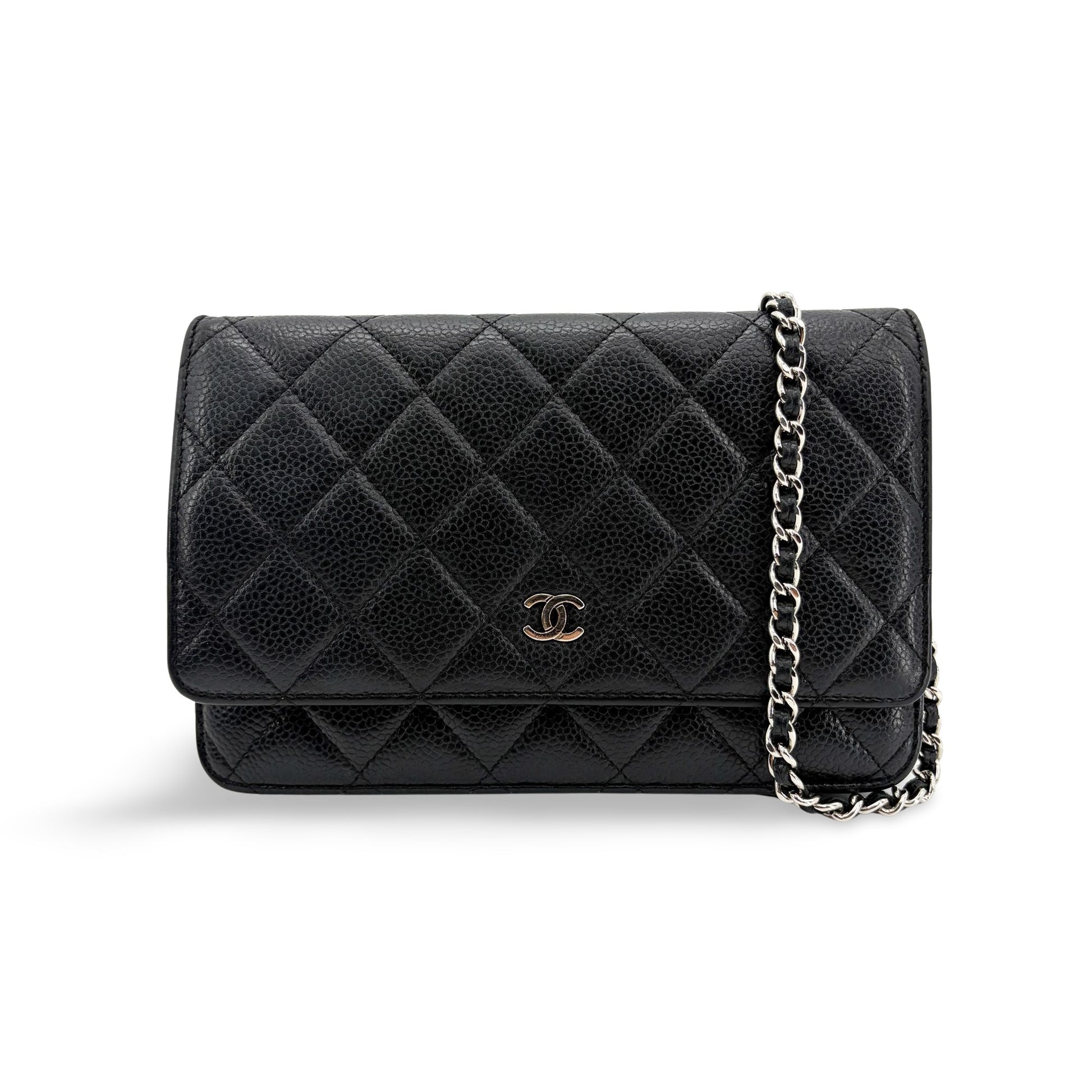 Chanel Classic Chain Wallet (WOC) Black Caviar Silver Hardware - NIDHALHAUS