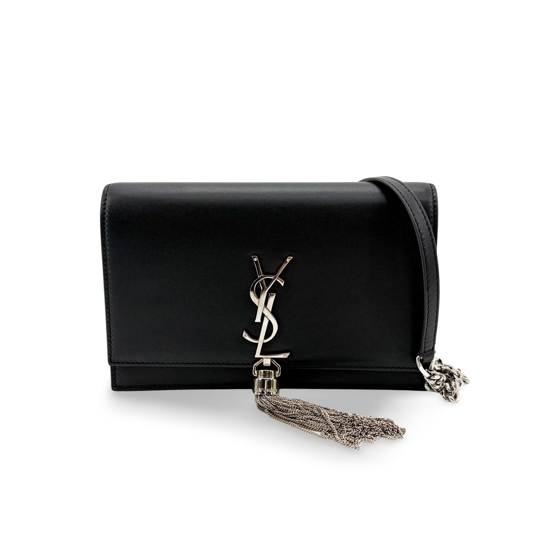 Saint Laurent YSL Kate Medium Tassel Black with Silver Hardware - NIDHALHAUS