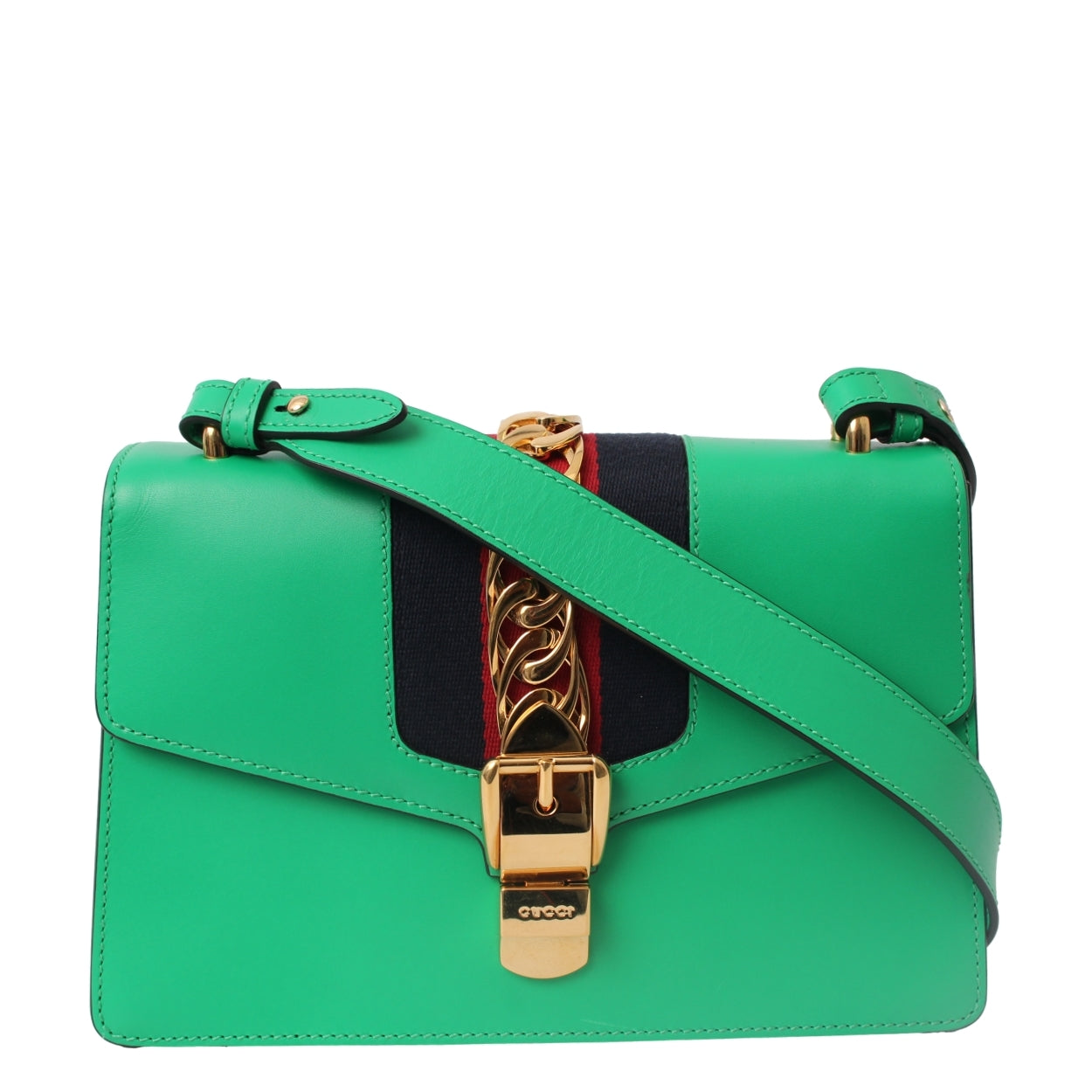 Gucci Sylvie Leather Shoulder Bag - Small - Green
